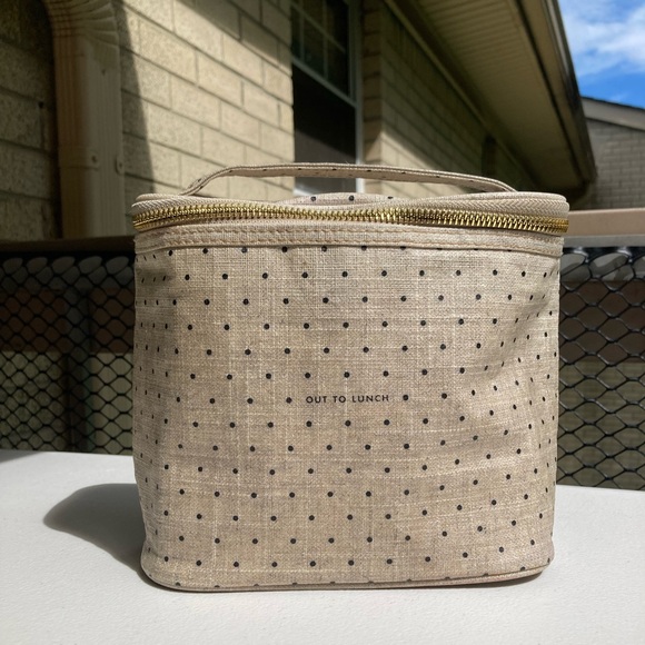 Kate Spade Out To Lunch Neutral Color Polka Dot LunchBox Lunch Bag Top Handle - Picture 1 of 17